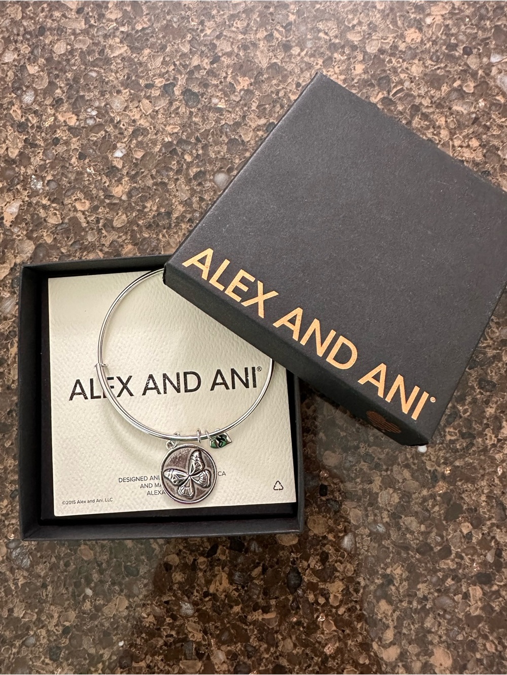 Alex and Ani sterling silver butterfly bangle retired collection